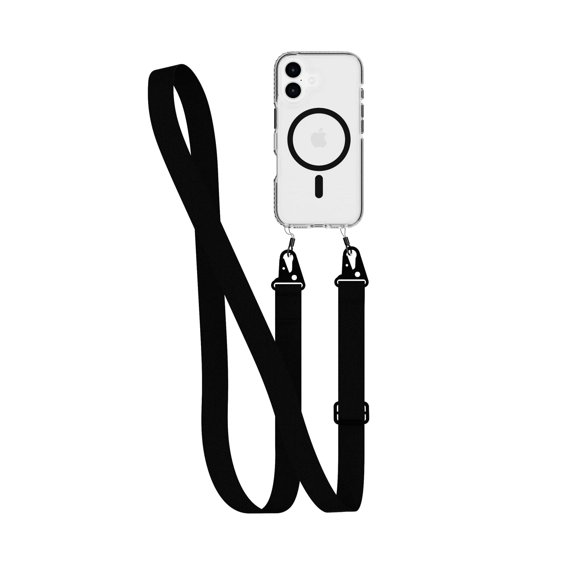 EvoCrystal - Apple iPhone 16 Case with Cross-Body - Black
