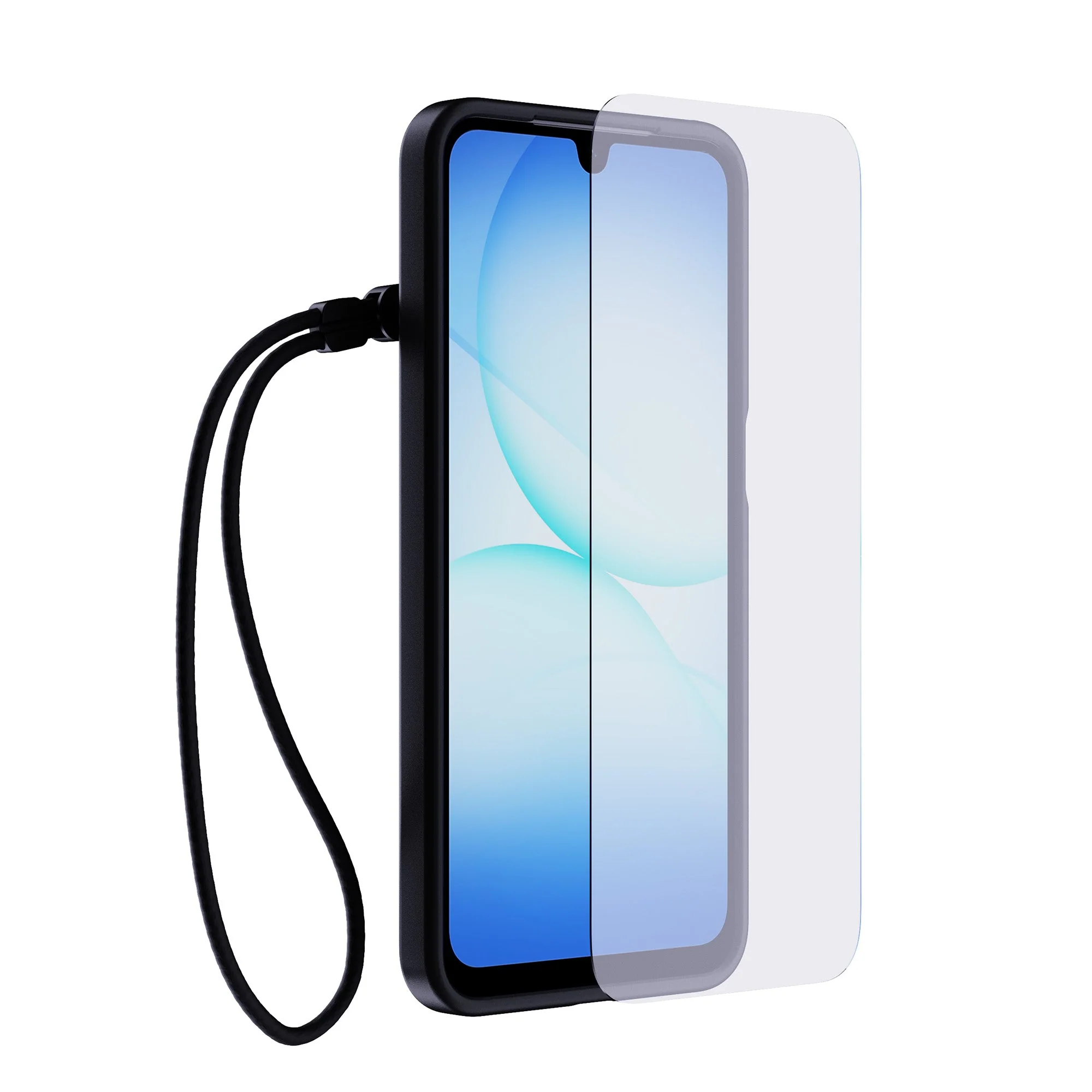EvoLite + Tempered Glass + Lanyard - Samsung Galaxy A17/A17 5G 3-in-1 Bundle - Black - Image 2