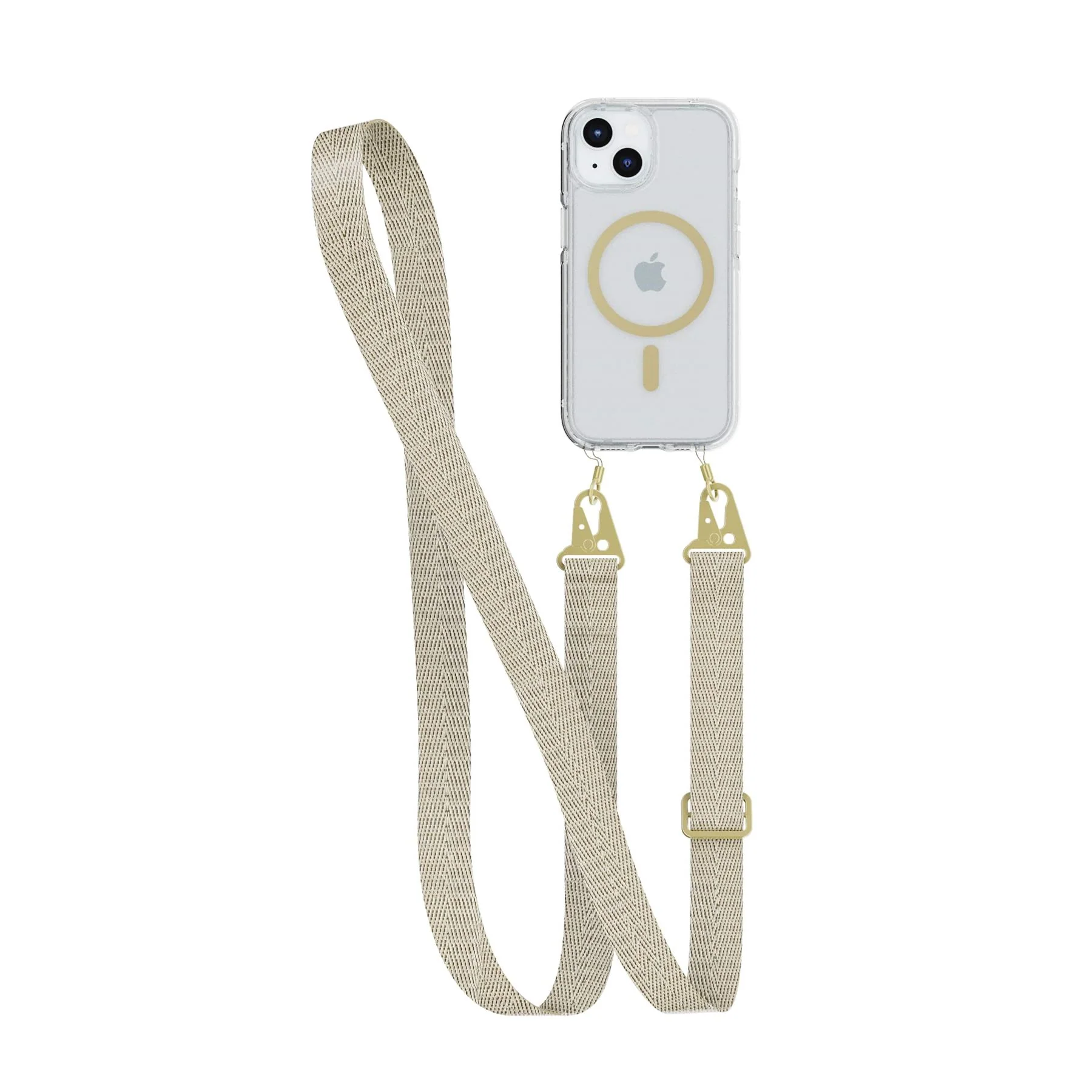 FlexQuartz MagSafe + Cross-Body - Apple iPhone 17e/16e/15/14/13 Bundle - Clear/Gold