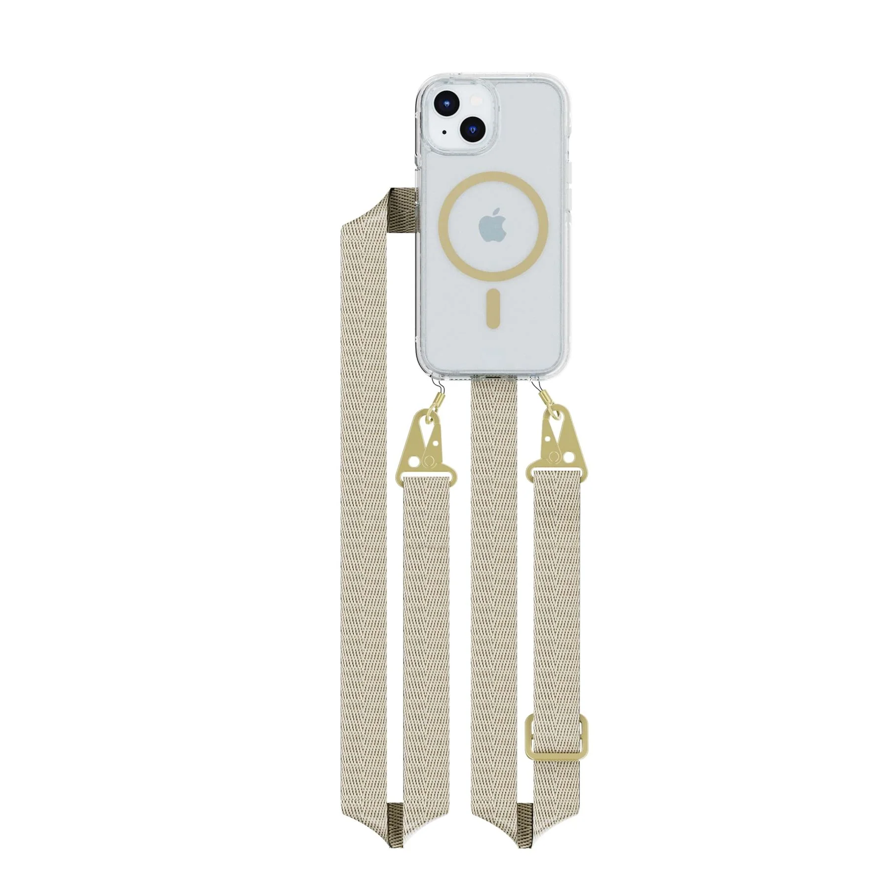 FlexQuartz MagSafe + Cross-Body - Apple iPhone 17e/16e/15/14/13 Bundle - Clear/Gold - Image 3